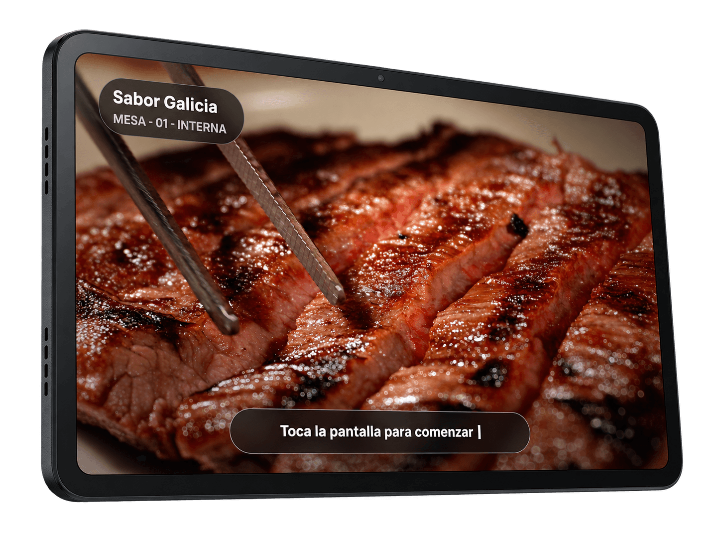 Tablet TapFlow Orders con carta digital para pedidos desde la mesa